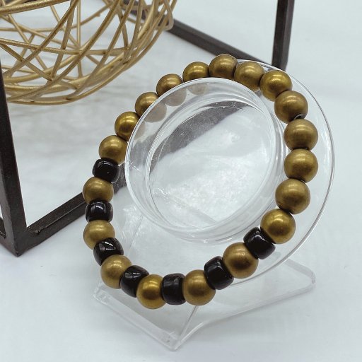Old Gold Hematite and Black Bracelet-Peace N Beads Design