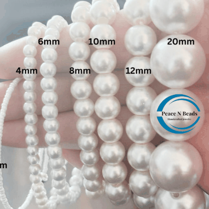Glamorous Oversized Hoops Peace N Beads showcasing various pearl bead sizes from 4mm to 20mm