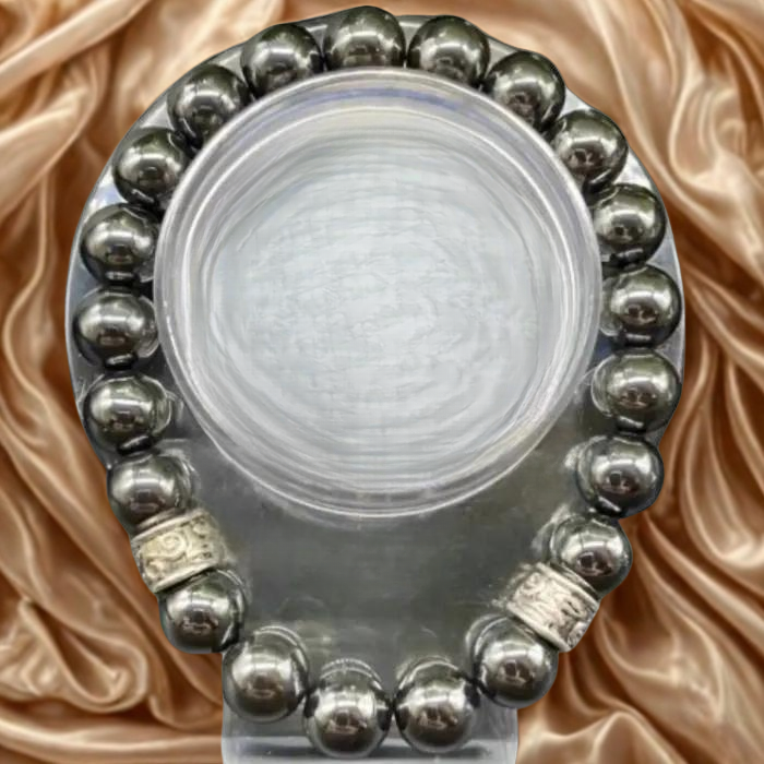 Peace N Beads Hematite Grounding Gemstone Bracelet with polished beads and decorative accents