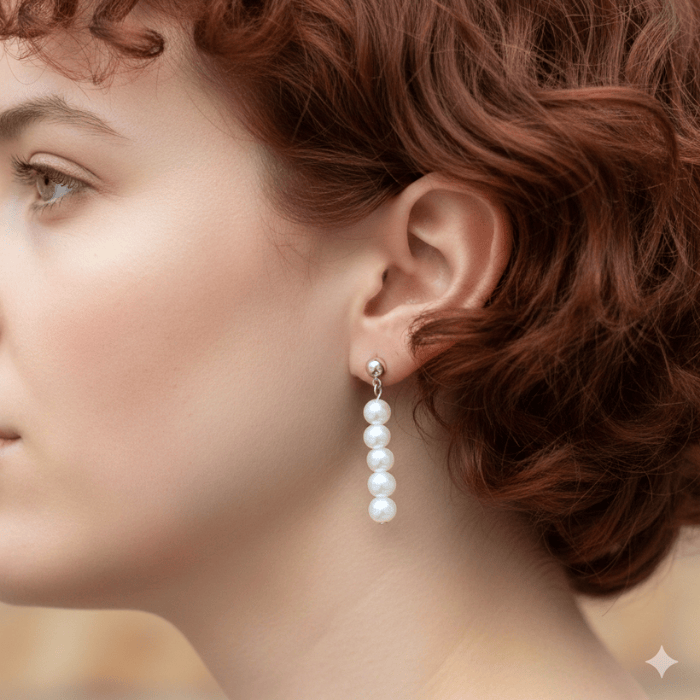 Elegant Long Stud Drop Earrings featuring luminous pearls for a chic look