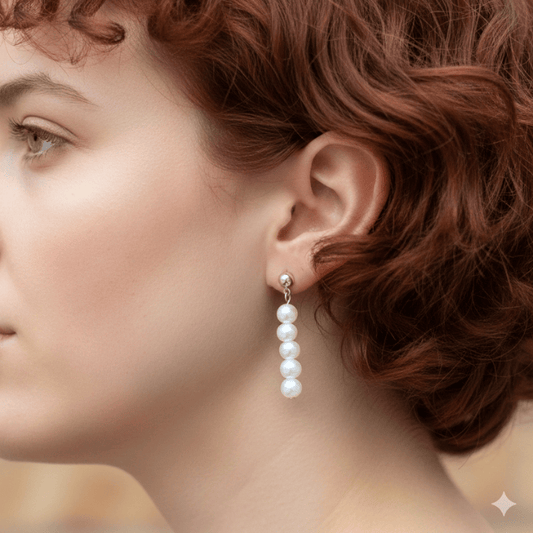 Elegant Long Stud Drop Earrings with Pearls for a Stylish Look