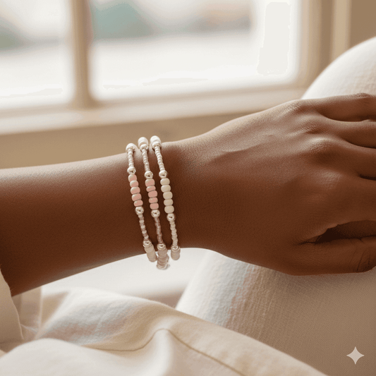 Pink Fearless Wrap Bracelet on wrist featuring colorful beads for a stylish look