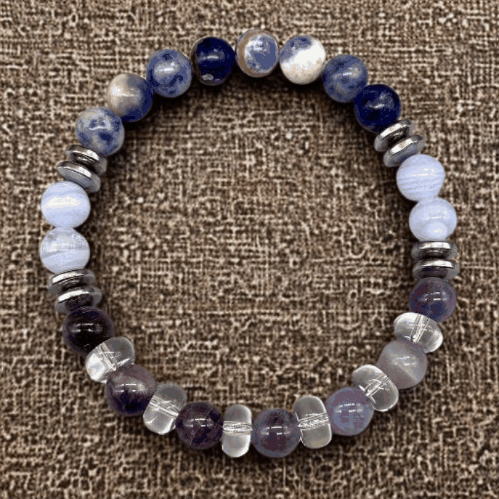 Serenity Infusion Gemstone Bracelet featuring soothing blue and purple stones for enhanced calmness