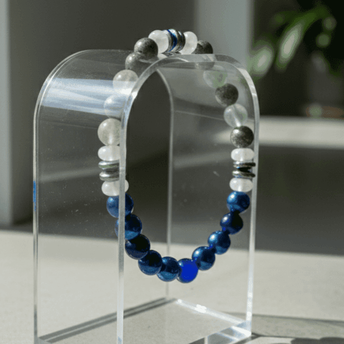 Serenity Infusion Gemstone Bracelet featuring blue and green stones for calming energy