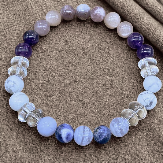 Serenity Stone Bracelet featuring a mix of natural gemstones in soothing colors for a calming effect