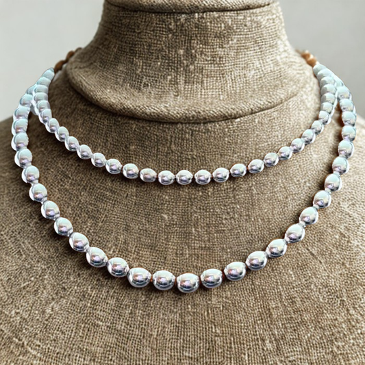 Stunning Silver Hematite Necklace with polished beads for a modern, elegant look