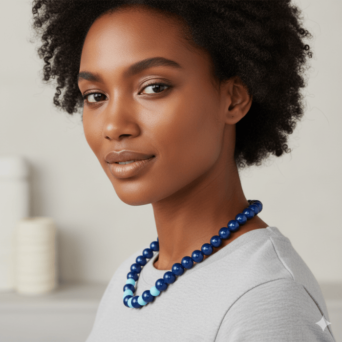 Sky and Royal Blue 16 Inch Necklace featuring round beads for a stylish look