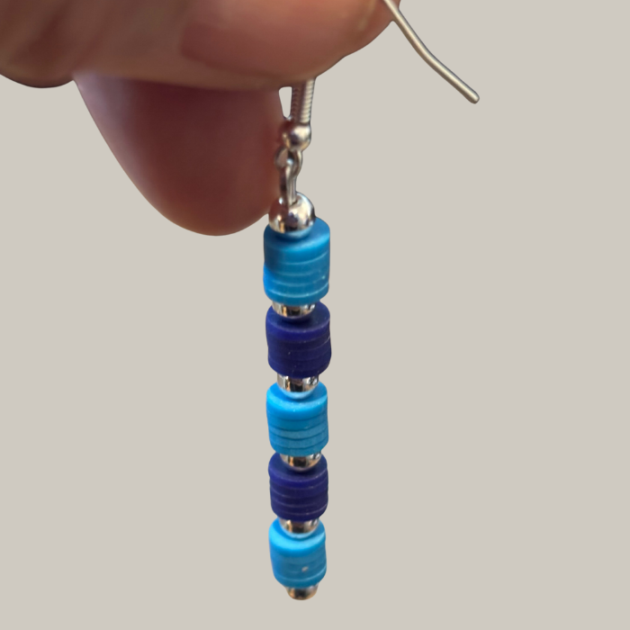 Sky and Royal Blue Jewelry Set featuring handcrafted beaded earrings with stylish patterns