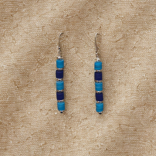 Sky and Royal Blue Jewelry Set featuring elegant earrings with vibrant beading design