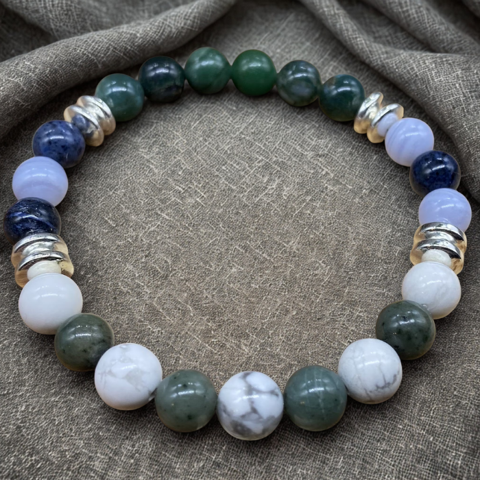 The Patience Stone Bracelet featuring natural stones and silver accents in a beautiful design