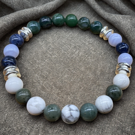 The Patience Stone Bracelet featuring natural stones and silver accents in a beautiful design
