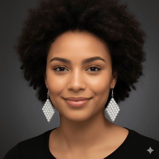 Elegant White Glass Pearl Rectangular Earrings, crafted by Peace N Beads, perfect for any occasion