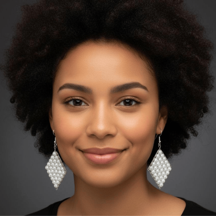 Elegant White Glass Pearl Rectangular Earrings with a delicate design for stylish occasions