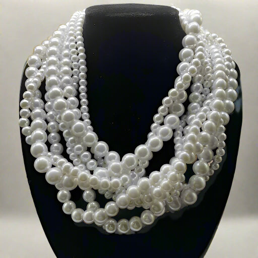 Necklaces - 7 Strand Pearl Necklace