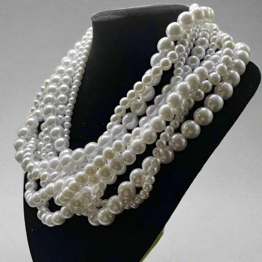 Necklaces - 7 Strand Pearl Necklace