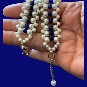 Pearl Blue Crystal Pearl Bracelet-Peace N Beads Design
