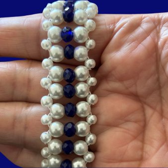 Pearl Blue Crystal Pearl Bracelet-Peace N Beads Design