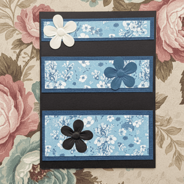 Petals and Penmanship Note Cards featuring floral designs with colorful embellishments on a dark background