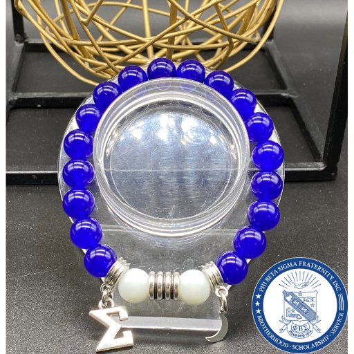 Phi Beta Sigma Blue Jade Bracelet-Peace N Beads Design
