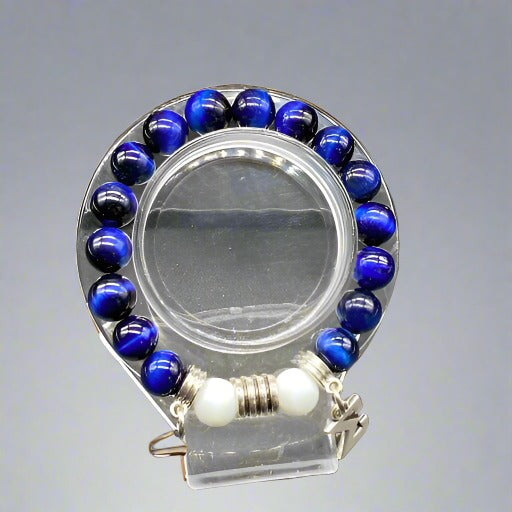 Phi Beta Sigma Blue Tiger Eye Bracelet-Peace N Beads Design