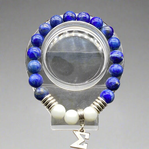Phi Beta Sigma Lapis Lazuli Bracelet-Peace N Beads Design