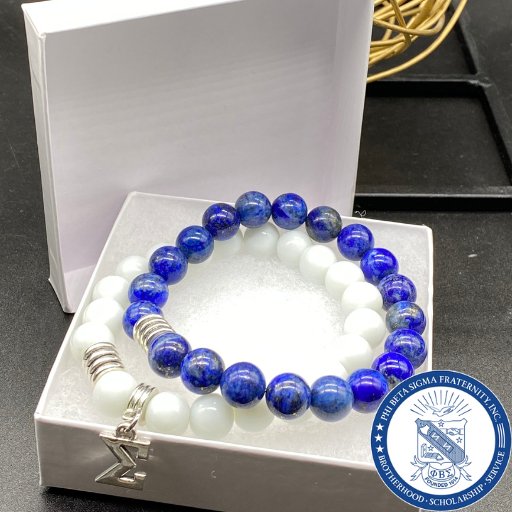 Phi Beta Sigma Lapis Lazuli Jade Bracelets-Peace N Beads 