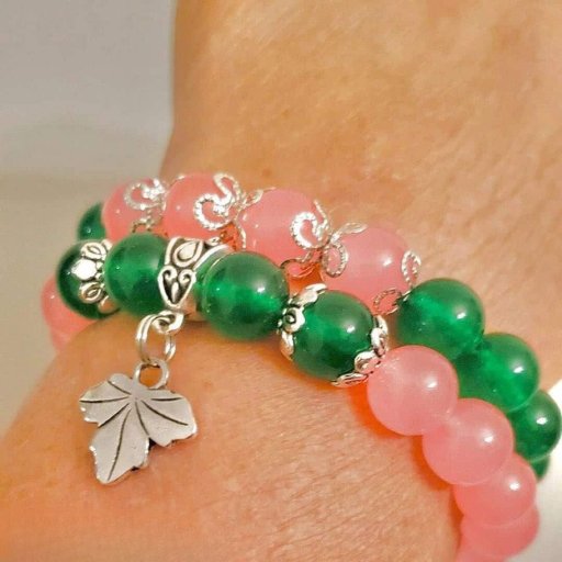 Pink Green Jade Charm Bracelets-Peace N Beads Design