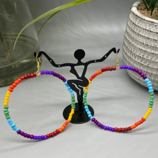 Rainbow Seed Bead Hoops-Peace N Beads Design