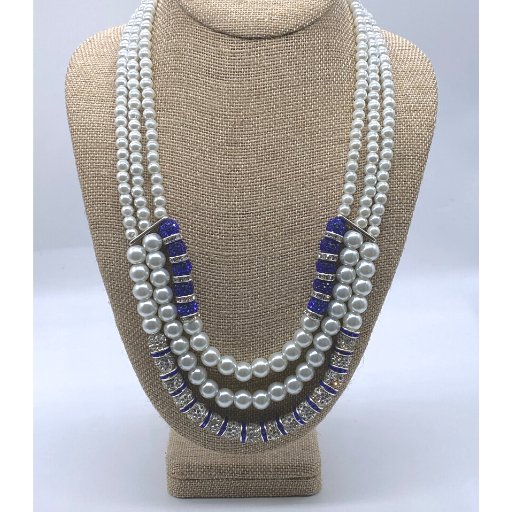Rhinestone 3 Strand Necklace - Peace N Beads Design