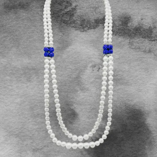 Rhinestone Pearl 2 Strand Necklace-Peace N Beads Design
