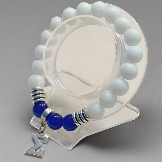 Men's Bracelets - Sigma White And Blue Jade Bracelet