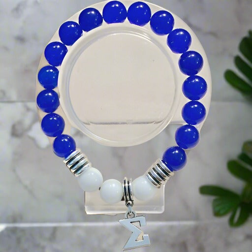 Sigma White and Blue Jade Bracelet-Peace N Beads