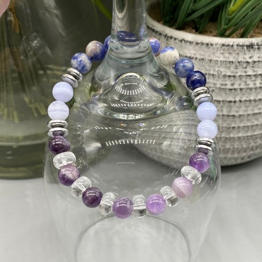 Sodalite-Lace Agate Peace Bracelet-Peace N Beads Design