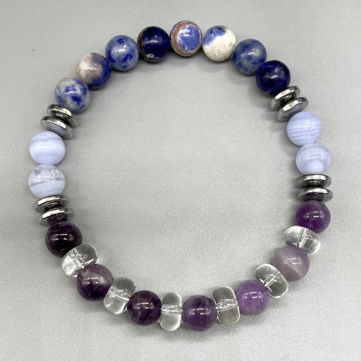 Sodalite-Lace Agate Peace Bracelet-Peace N Beads Design