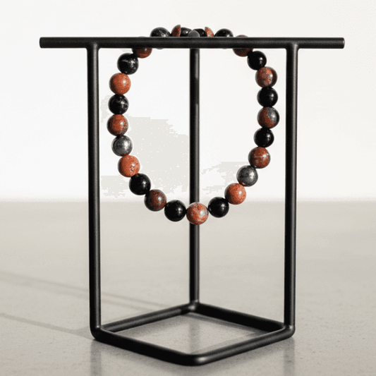 Spiritual Protection Gemstone Bracelet displayed on a minimalist stand for stylish showcasing
