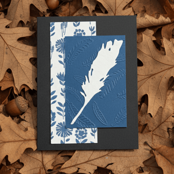 The Language of Leaves Earths note cards featuring embossed leaf designs on textured backgrounds