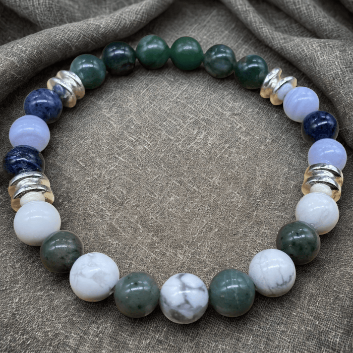 The Patience Stone Bracelet featuring colorful gemstone beads and silver accents for a stylish look