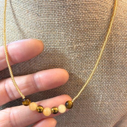 Tiger Eye-Calcite Confidence Necklace-Peace N Beads Design