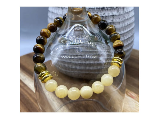 Tiger Eye-Honey Calcite Confidence Bracelet-Peace N Beads
