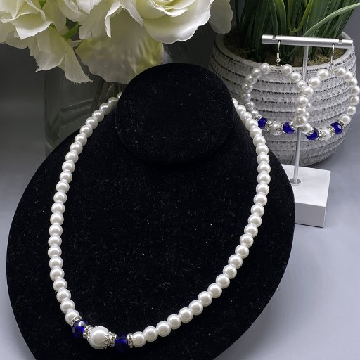 White Pearl Crystal Jewelry Set-Peace N Beads Design