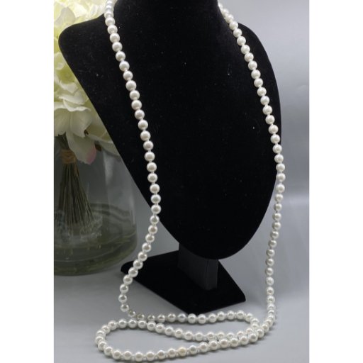 White Pearl Long 45" Necklace - Peace N Beads Design