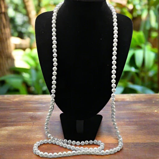 Necklaces - White Pearl Long 45" Necklace