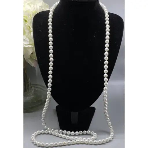White Pearl Long 45" Necklace - Peace N Beads Design