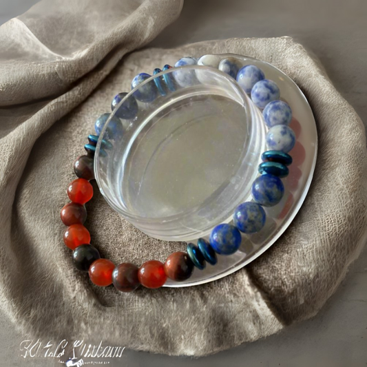 Writers Gemstone Bracelet featuring red, blue, and brown beads for creativity and inspiration